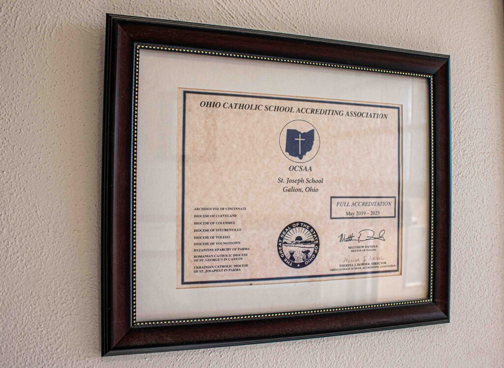 St. Joseph School Accrediting Association on Display